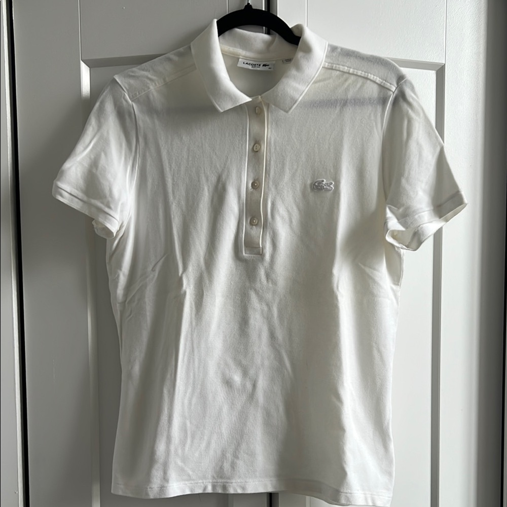 Lacoste Ivory Polo Shirt with Crocodile Logo